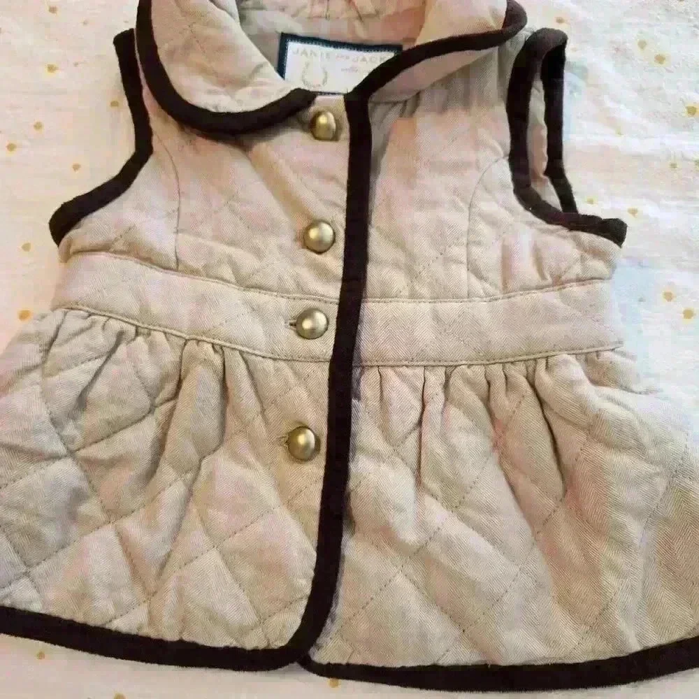 Janie and Jack‎ Quilted Vest Baby- Tan 3-6m